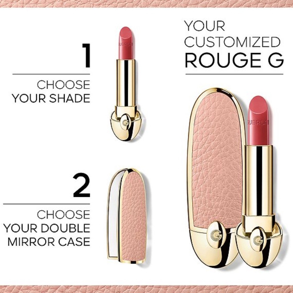 NIB SET- Guerlain Rouge G Customizable Case + Satin 518 Le Rose Blush Lipstick